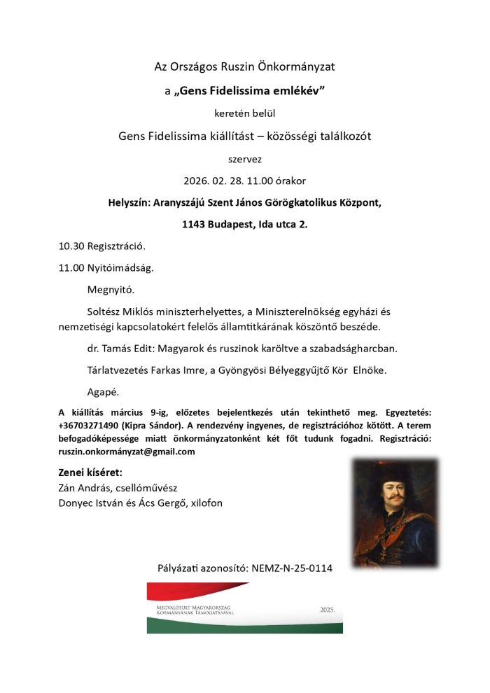 Gens Fidelissima kiállítás 2026.02.28